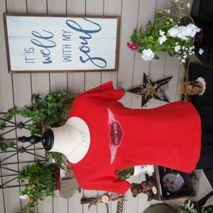 HARLEY DAVIDSON ♡ Sweet Breathable Thick Red|Black Bar 'n Shield Wings H-D Top M